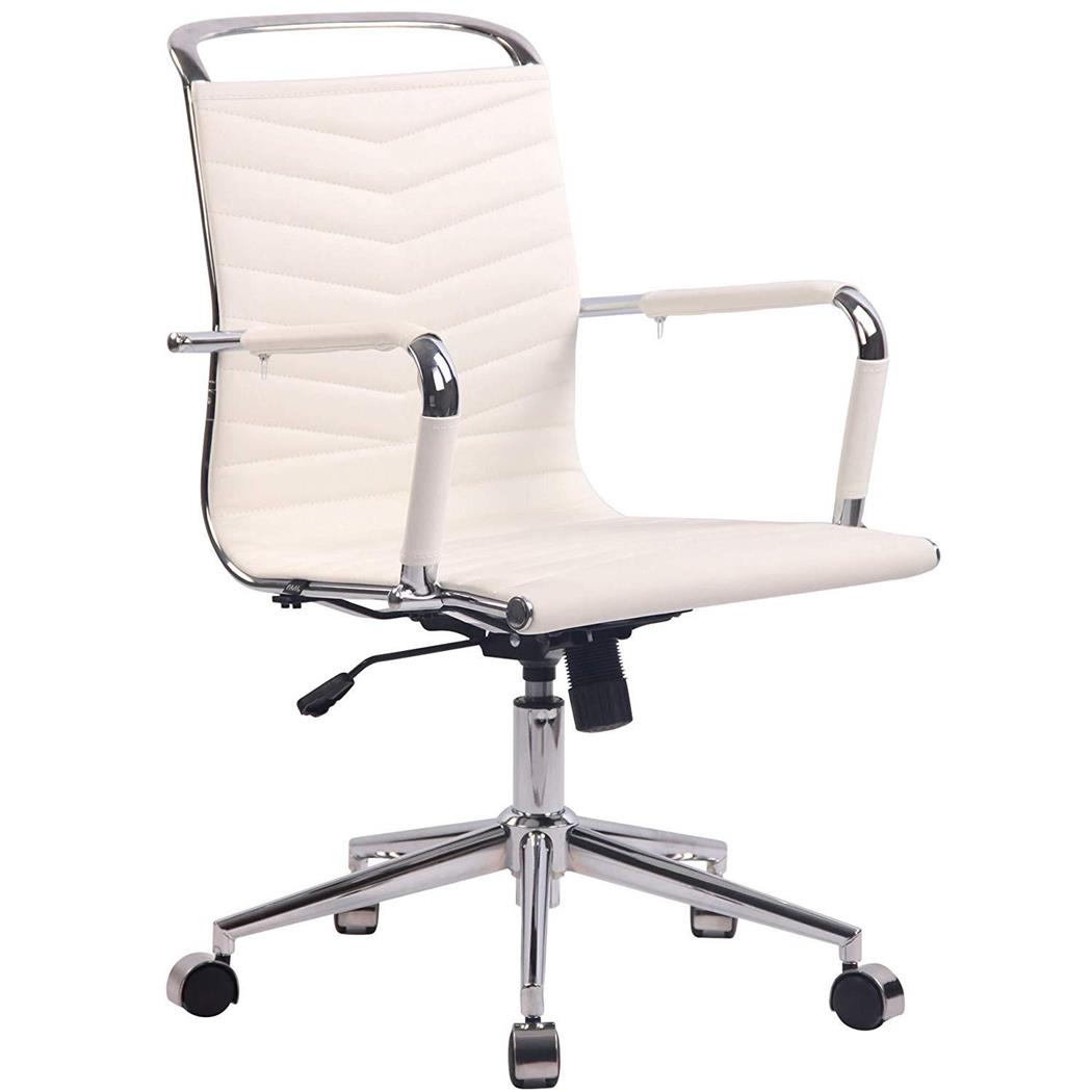Bürostuhl SIGRID, elegantes Design, Lederbezug, Farbe Weiß