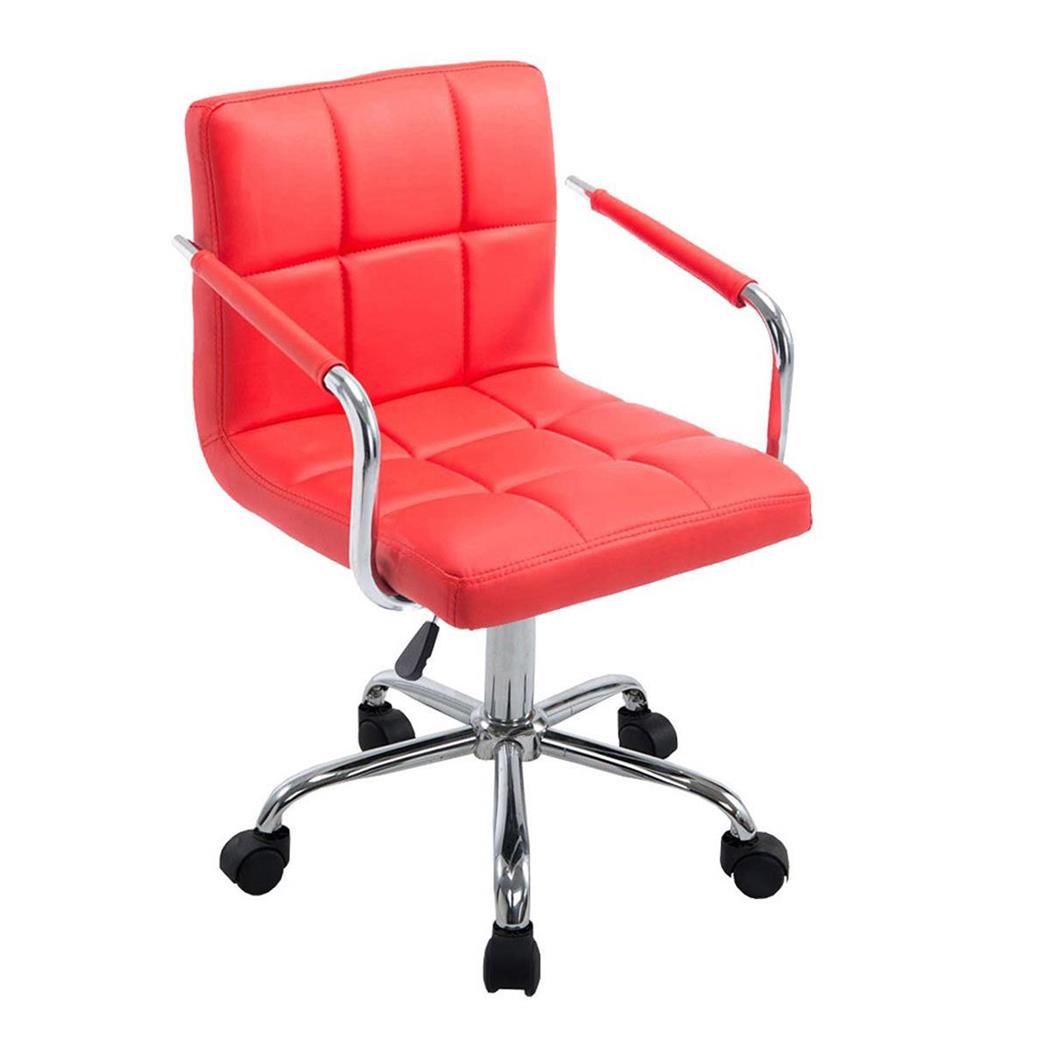 Bürodrehstuhl BETTY, dicke Polsterung, Metallgestell, Lederbezug, Farbe Rot