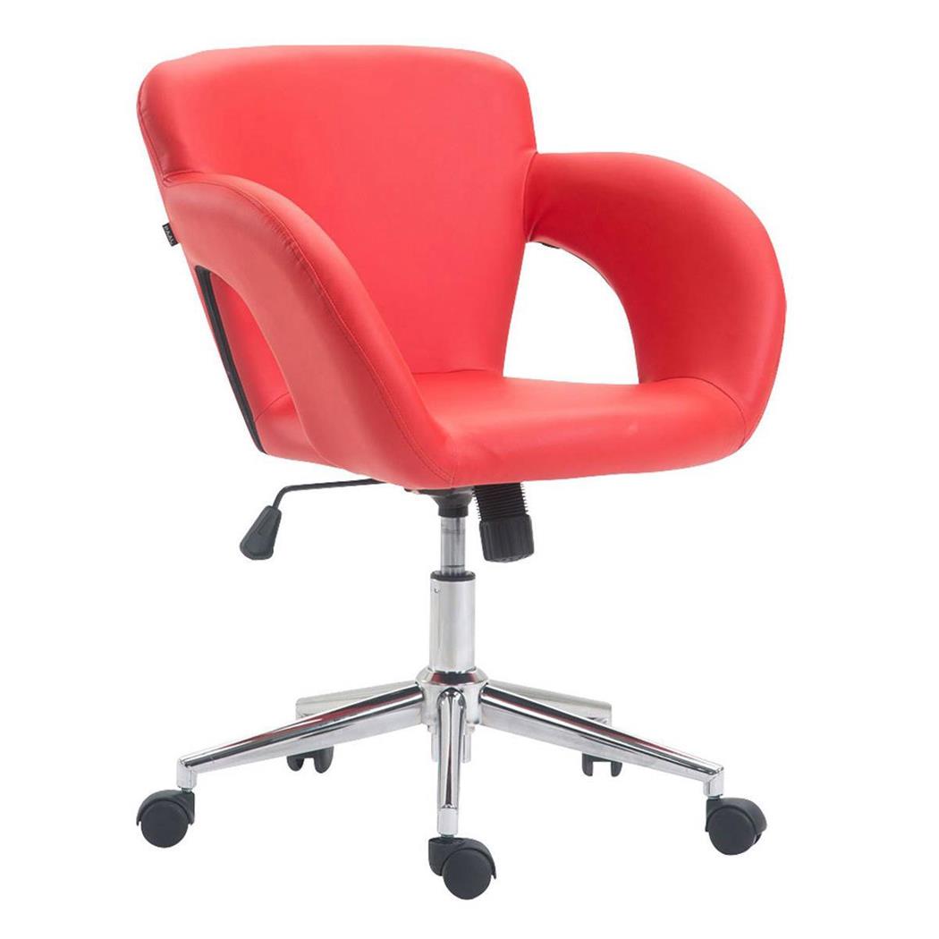 Bürostuhl INGRID LEDER, dicke Polsterung, Metallgestell, Farbe Rot