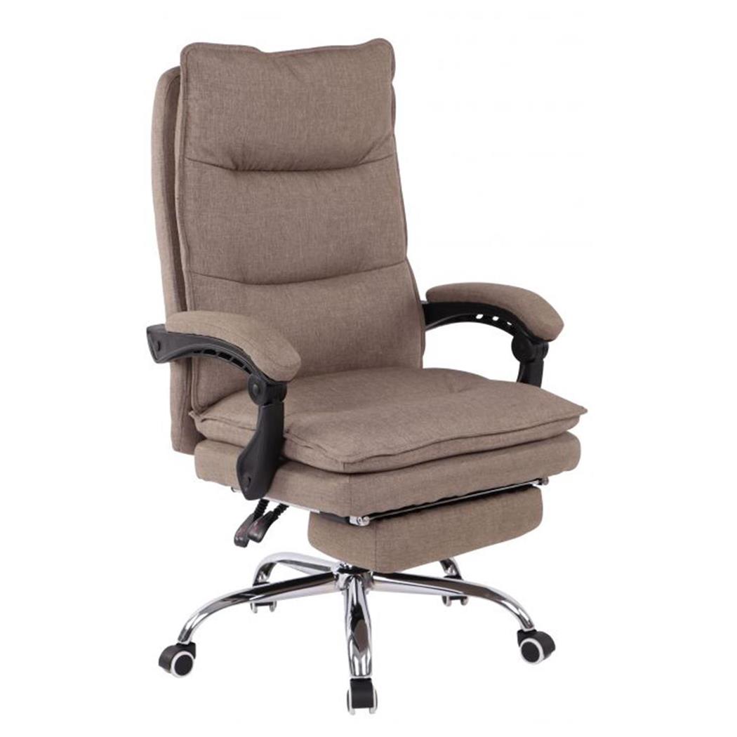 Bürosessel MAC STOFF, dicke Polsterung, ausziehbare Fußstütze, Farbe Taupe