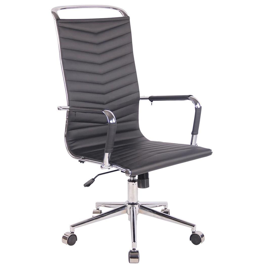 Bürostuhl SIGRID mit hoher Rückenlehne, elegantes Design, Lederbezug, Farbe Schwarz