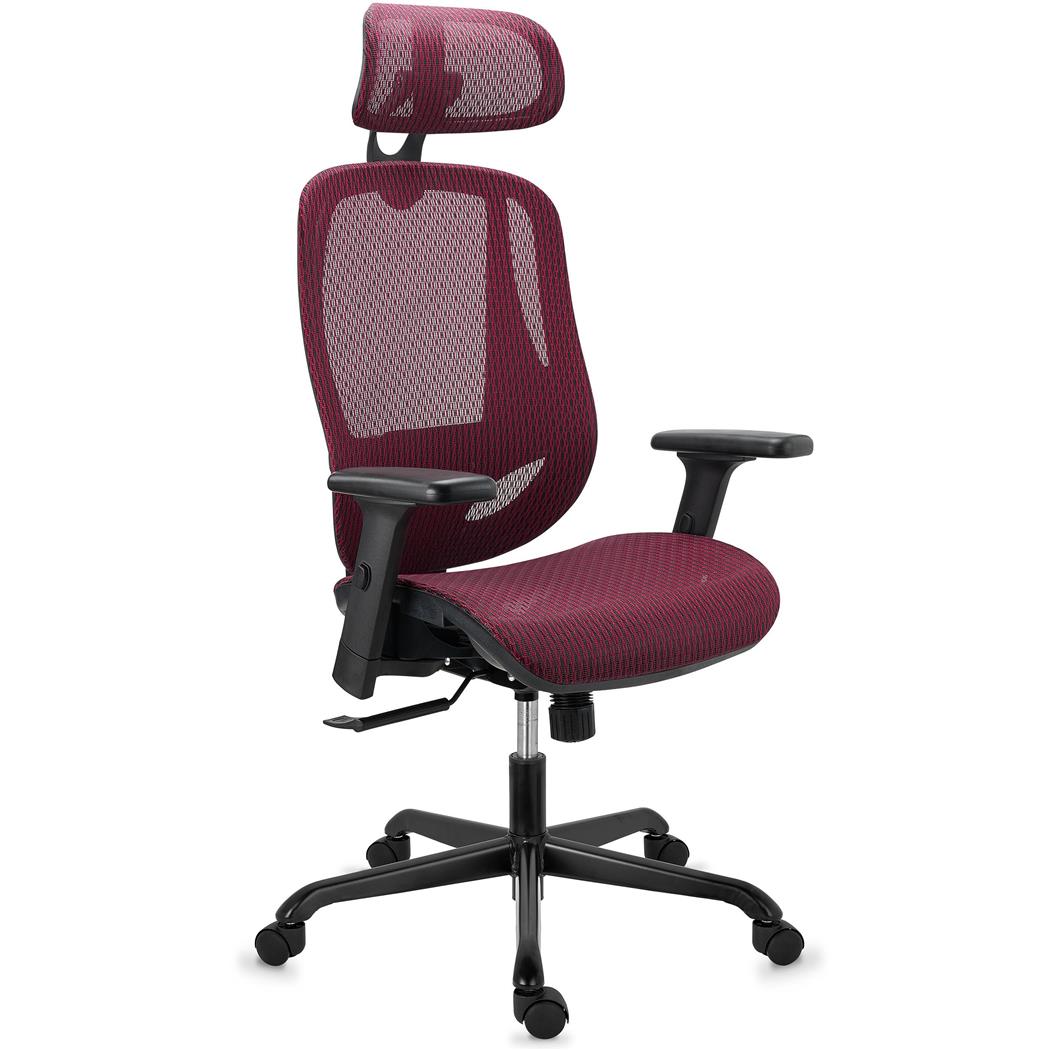 Ergonomischer Bürostuhl NOVA, Sehr komfortabel und regulierbar; Beste Qualität und Design, Netzstoff, Farbe Rot