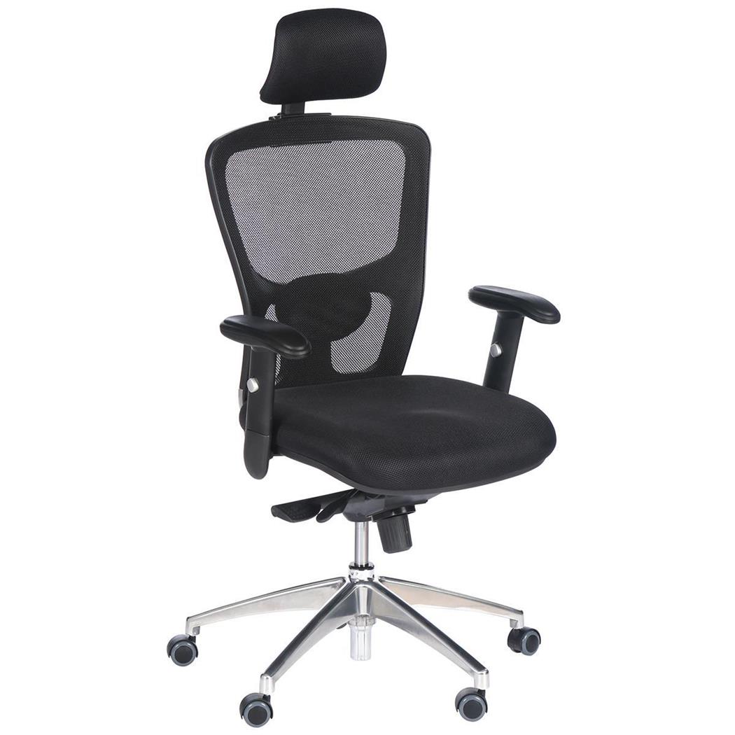 Ergonomischer Bürostuhl TURENNE, Lordosenstütze, atmungsaktiver Netzbezug, Farbe Schwarz