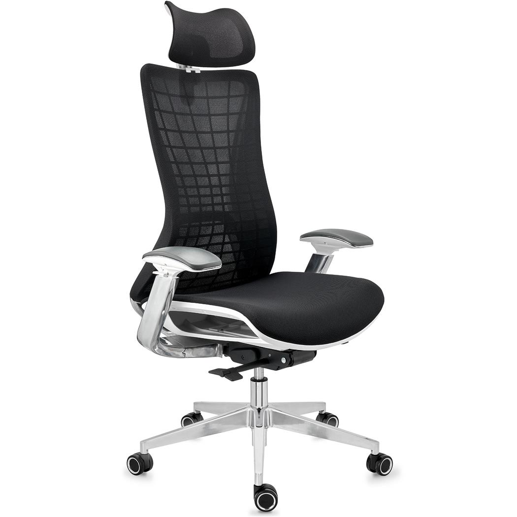 Ergonomischer Bürostuhl ENERGY mit Kopfstütze, Hochwertige Technik und Qualität, Farbe Schwarz