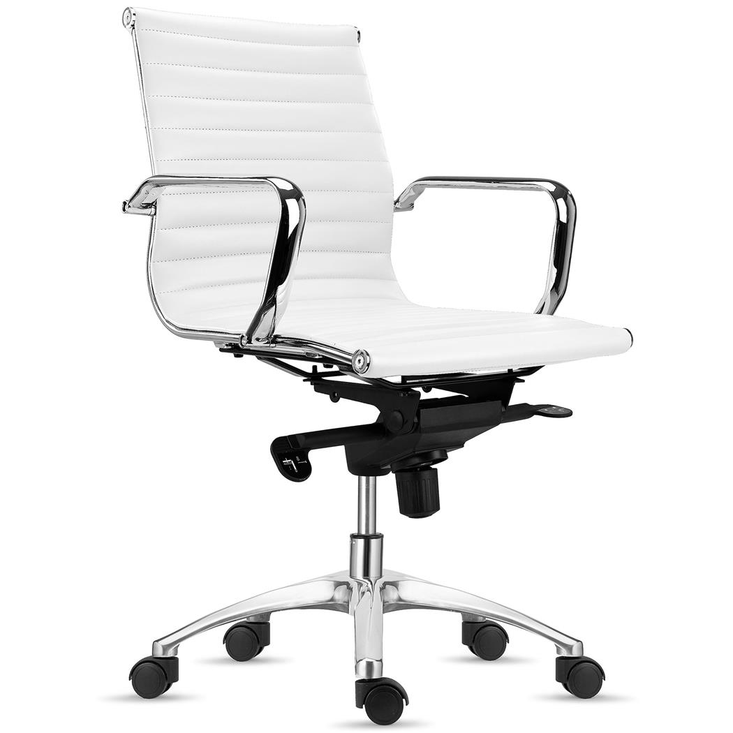 Bürostuhl CHICAGO, elegantes Design, mittlere Rückenlehne, Lederbezug, Farbe Weiß