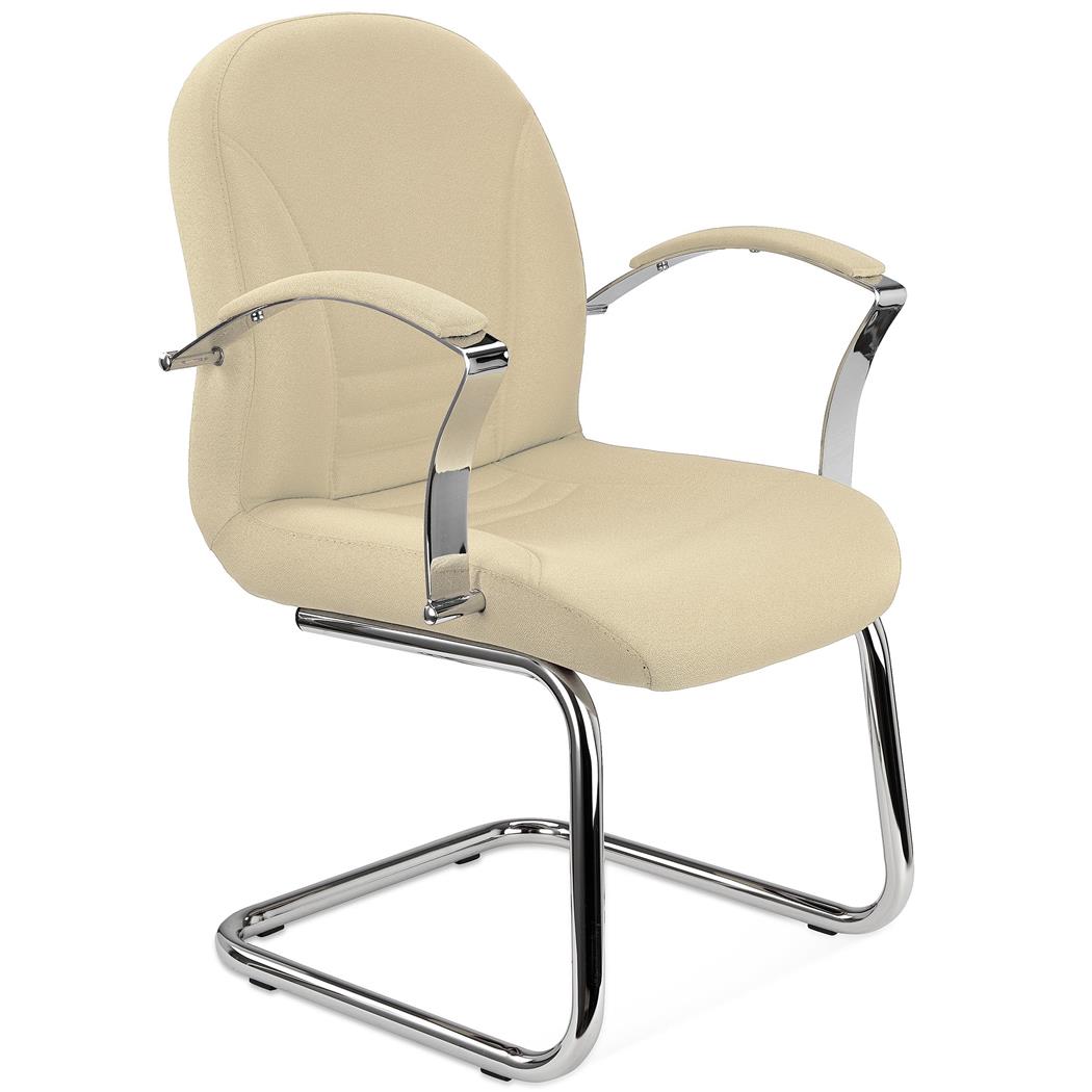 Besucherstuhl CANCUN, Elegantes Design, Metallstruktur, Stoffbezug, Farbe Beige