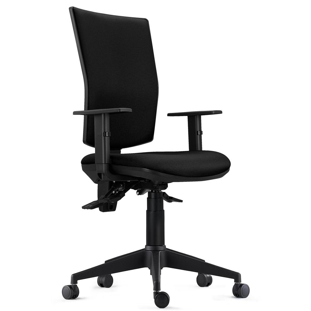 Ergonomischer Bürostuhl ATLANTA, 8h-Nutzung, Stoffbezug, Farbe Schwarz