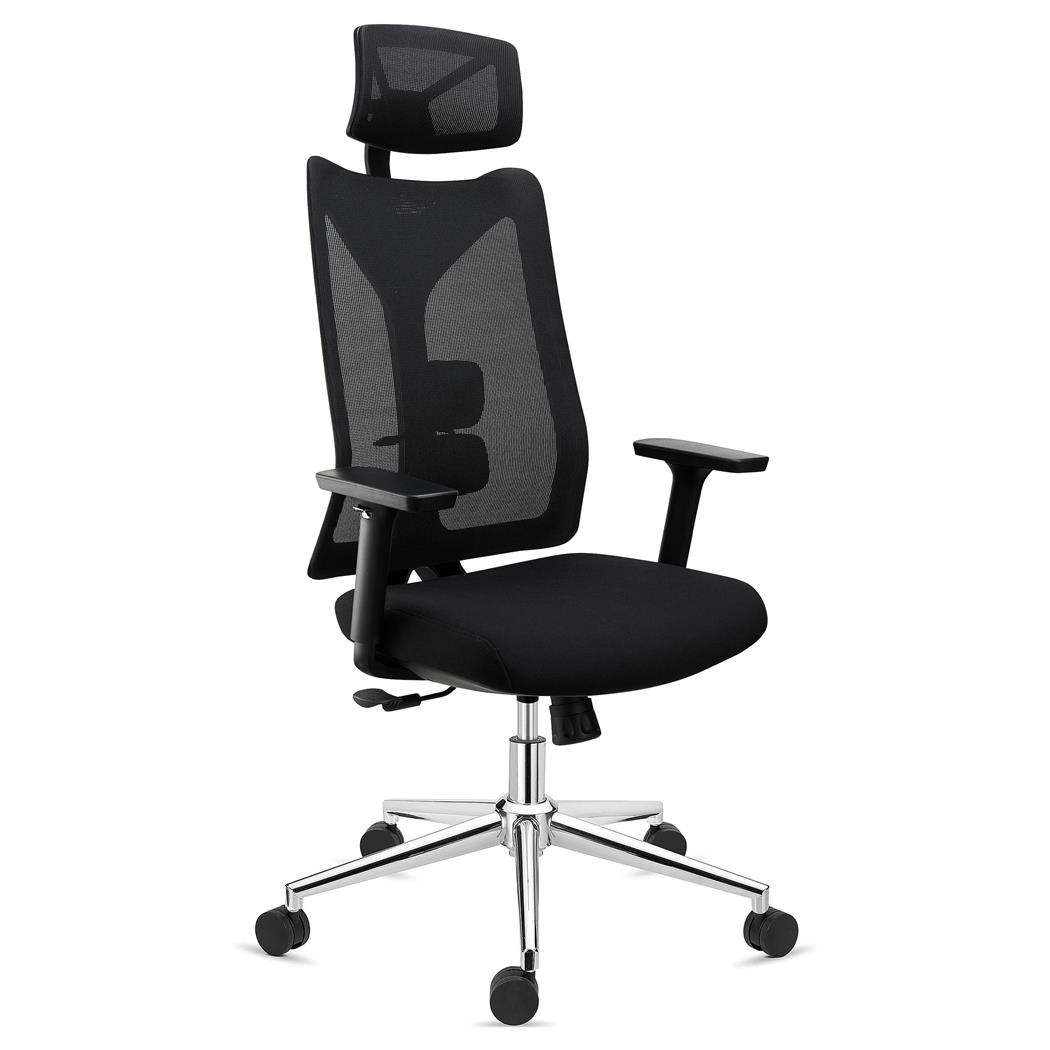 Ergonomischer Bürostuhl ADARA mit Kopfstütze, 8h-Nutzung, 3D-Armlehnen, Farbe Schwarz