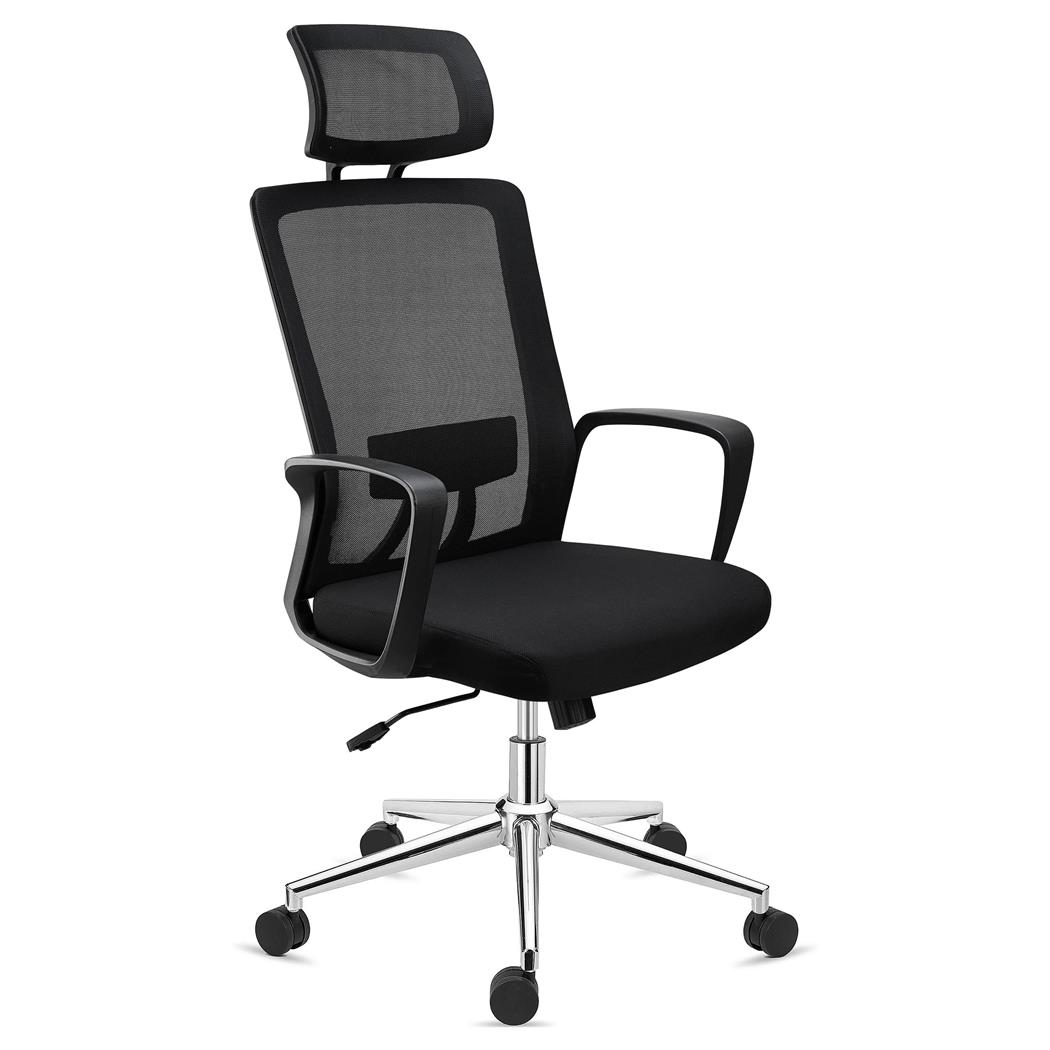Ergonomischer Bürostuhl ERGOCITY mit Kopfstütze, Lordosenstütze, Wippfunktion, Farbe Schwarz