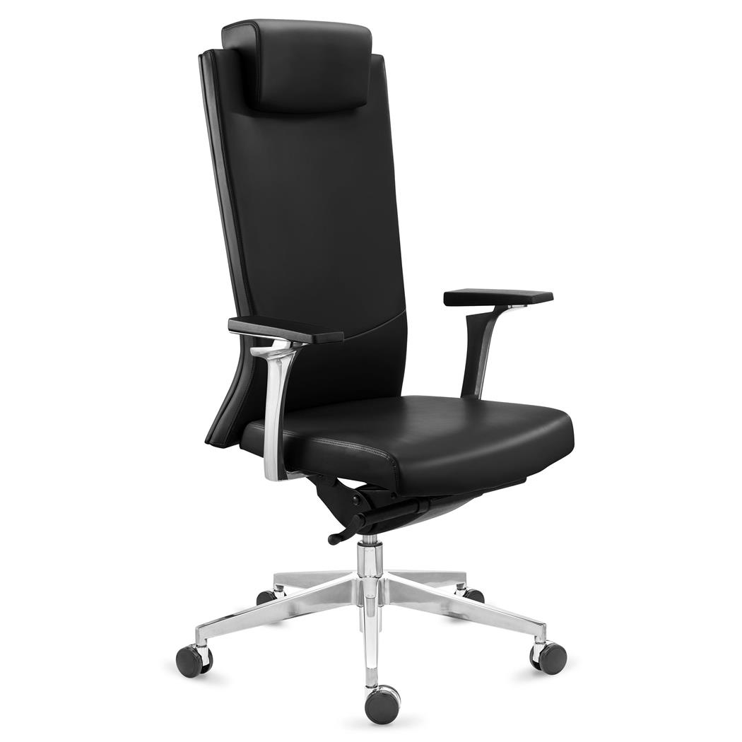 Chefsessel TELMO, Höchste Qualität, Eleganz und Design, Echtleder, Farbe Schwarz
