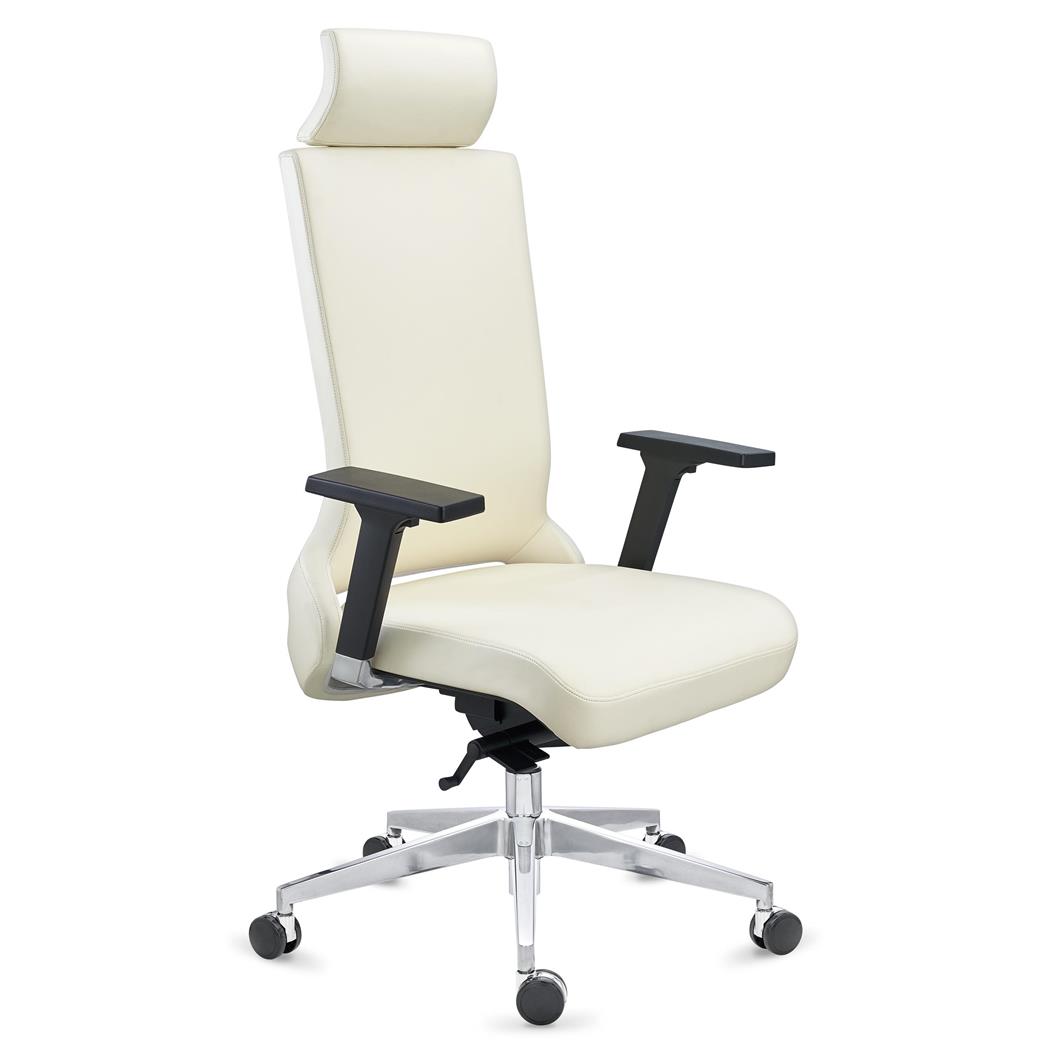 Chefsessel RIVIERA, einzigartiges Design, hervorragende Ergonomie, hochwertige Qualität, Echtleder, Farbe Weiß