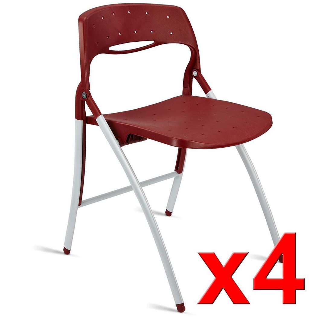 Im 4er Set: Besucherstuhl FILA, klappbar und sehr praktisch, Stahlstruktur, Farbe Burgund