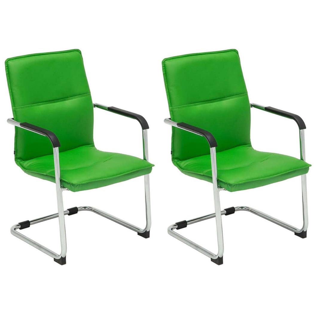 Im 2er-Set: Besucherstuhl GOLIATH, Metallgestell, großzügige Polsterung und elegantes Design, Farbe Grün