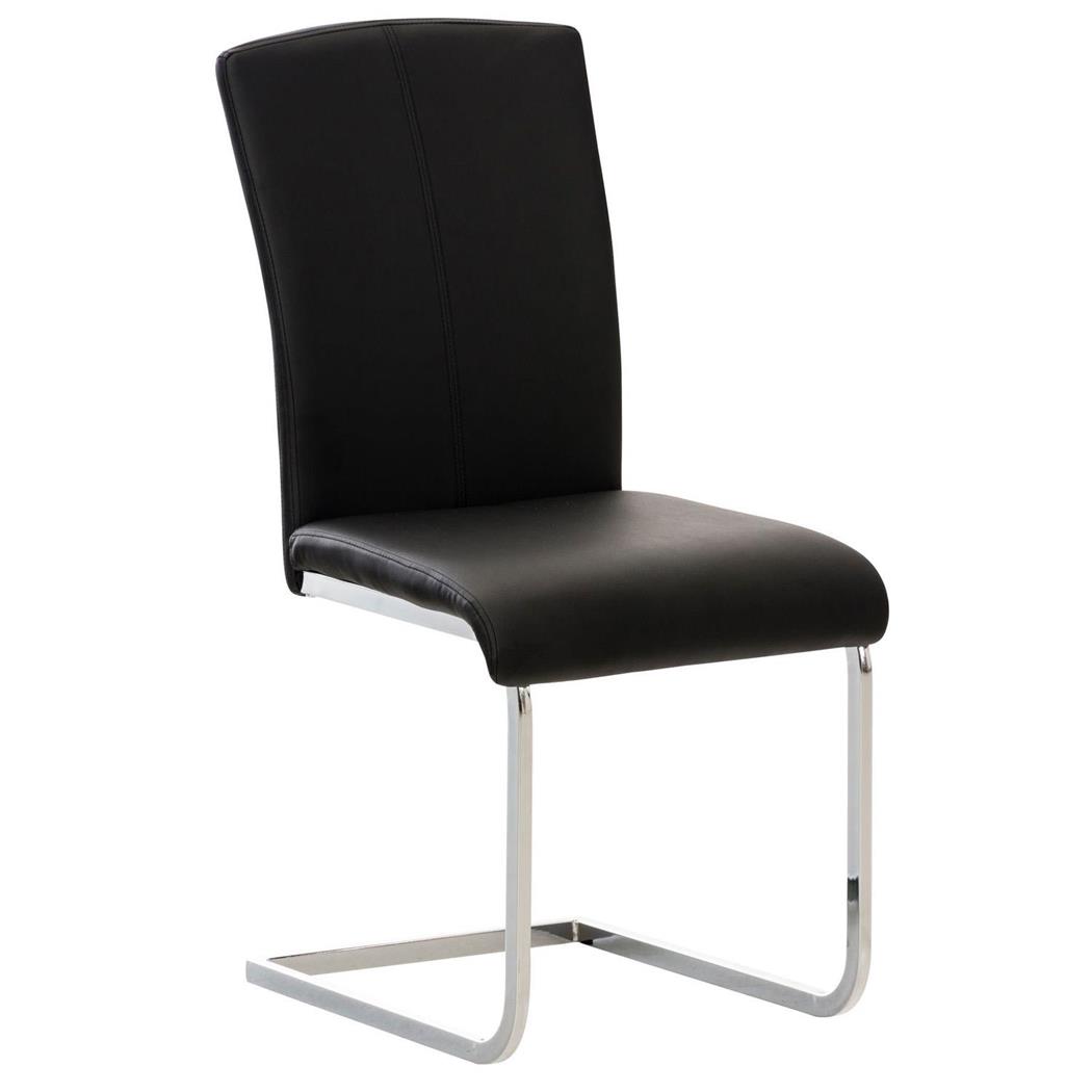 Besucherstuhl FOSTER, tolles Design, verchromtes Metallgestell, Kunstleder, Farbe Schwarz