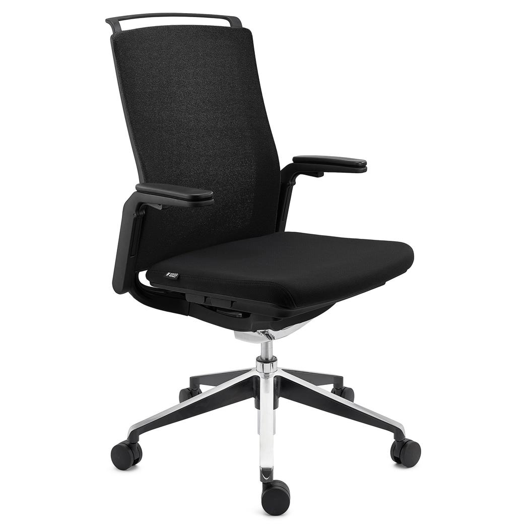 Ergonomischer Bürostuhl VELVET für 8h-Nutzung, elegantes Design, Farbe Schwarz