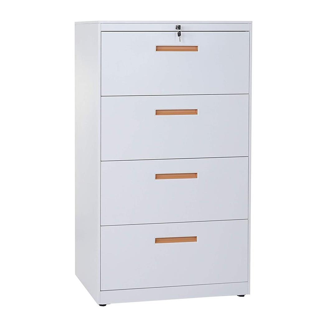 Aktenschrank DEVIS, Hängeregistraturschrank, 4 Laden, abschließbar, 132x76x46cm, Farbe weiß