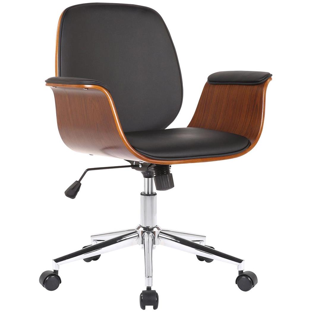 Chefsessel HAWAII, dicke Polsterung, elegantes Design in Holz und Leder, Farbe Schwarz