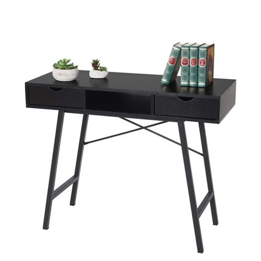 Computertisch NILSA, 120x60x76 cm, aus Metall und Holz, Farbe Schwarz