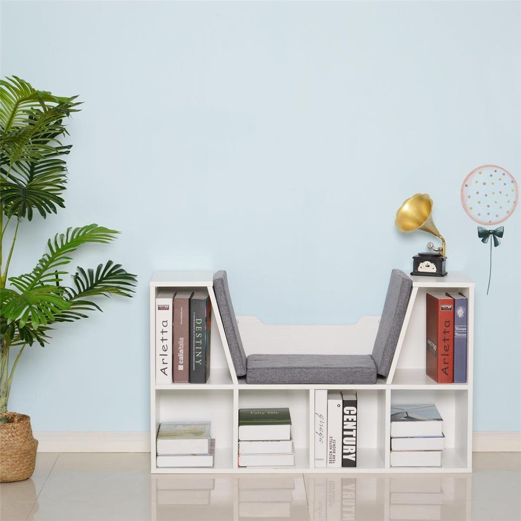 Bücherregal MERIDIAN, 102x30x61cm, vielseitig, mit Sitzbank, Holz, Farbe Weiß