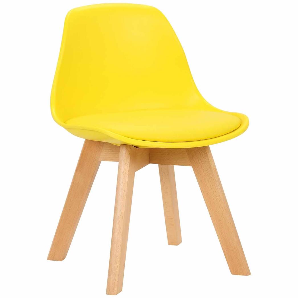 Kinderstuhl LYNA, exklusives Design, Stuhlbeine aus Buchenholz, Kunstleder, Farbe Gelb