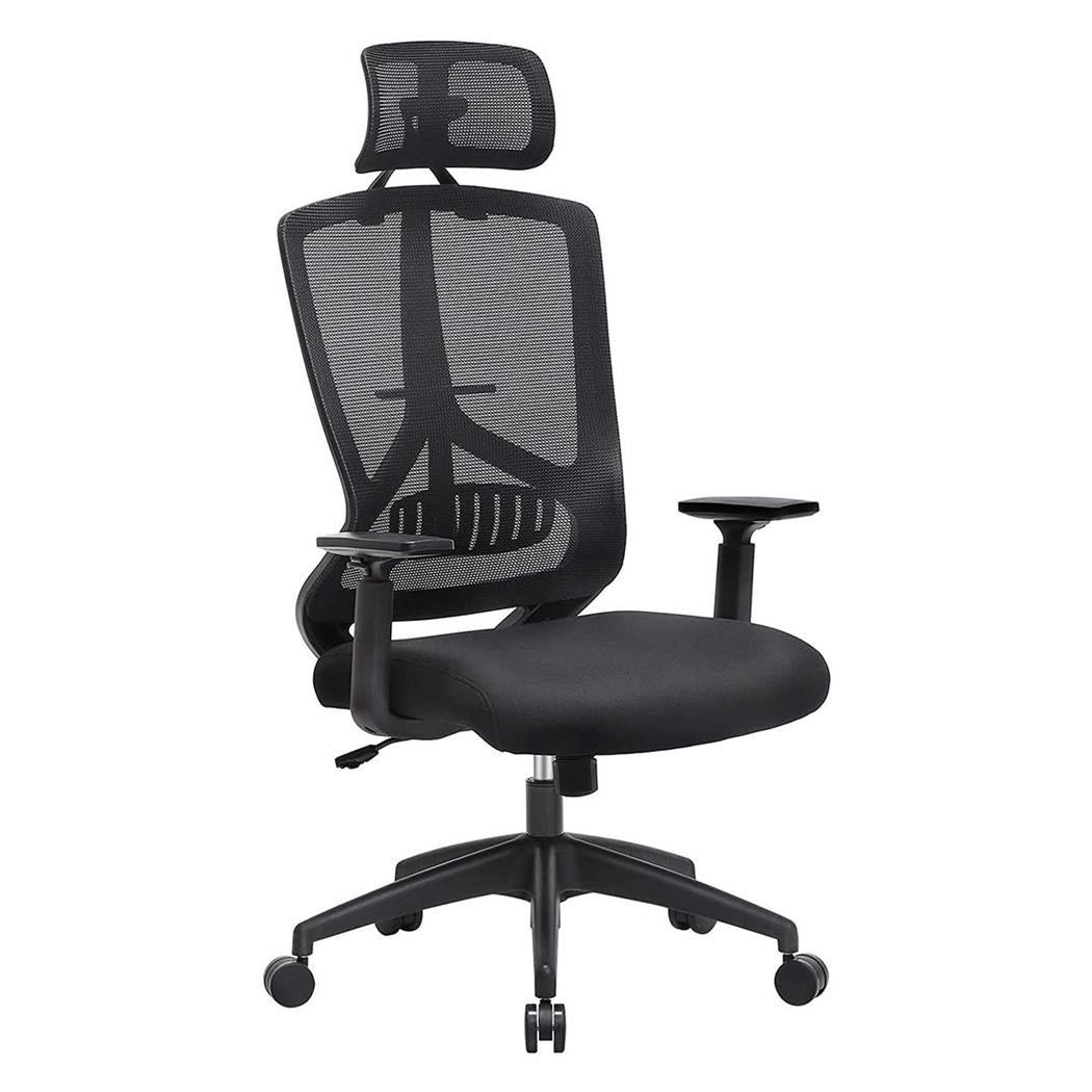 Ergonomischer Bürostuhl NEMO, mit Kopf- und Lordosenstütze, Netzstoff, Farbe Schwarz