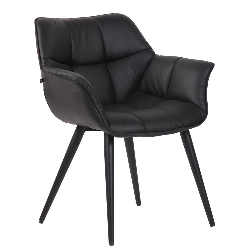 Besucherstuhl TESLA, modernes Design, schwarze Stuhlbeine, Kunstleder, Farbe Schwarz