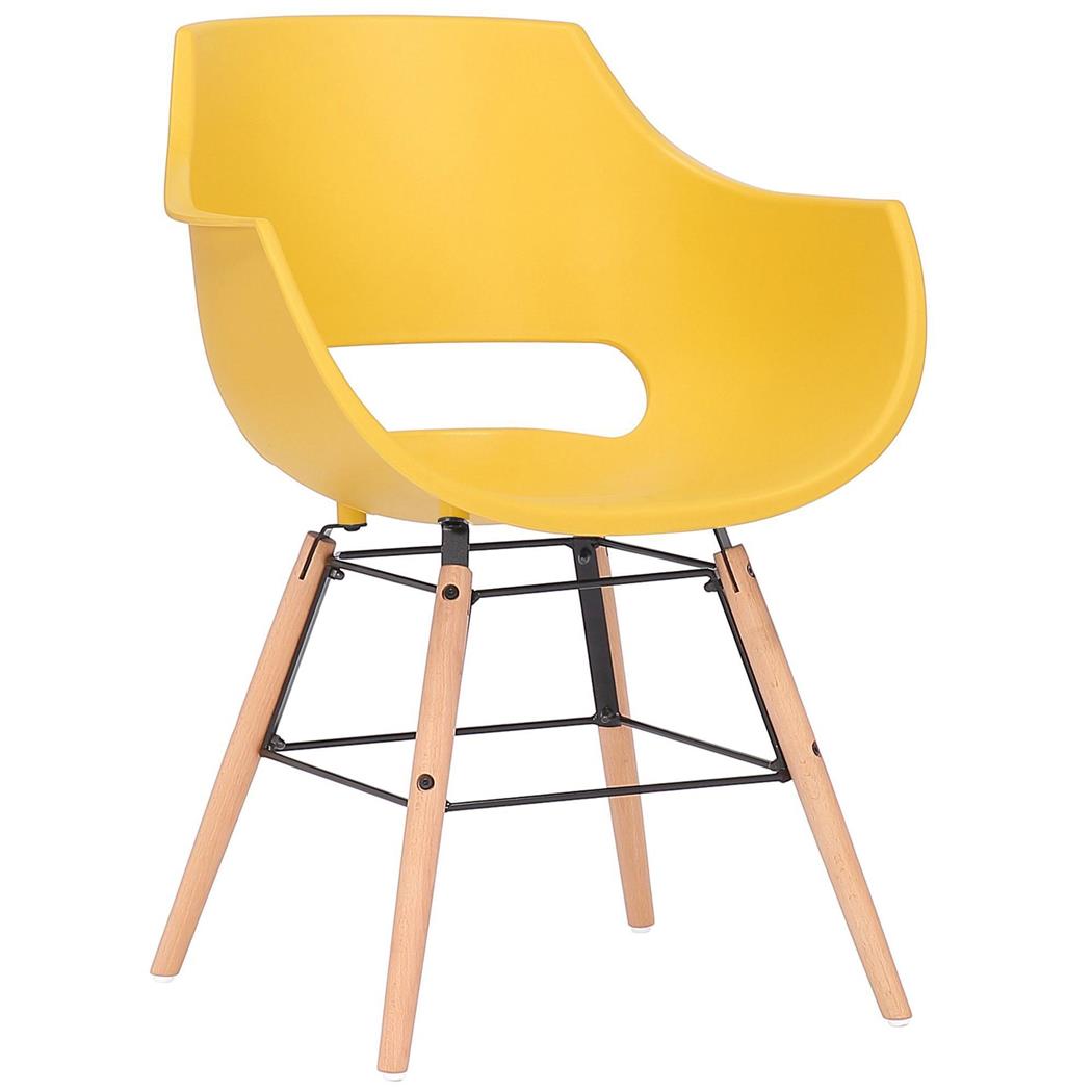 Besucherstuhl CALIFORNIA, nordisches Design, Stuhlbeine aus hellem Holz, Farbe Gelb