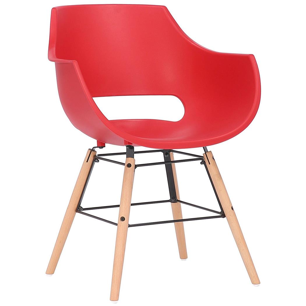 Besucherstuhl CALIFORNIA, nordisches Design, Stuhlbeine aus hellem Holz, Farbe Rot