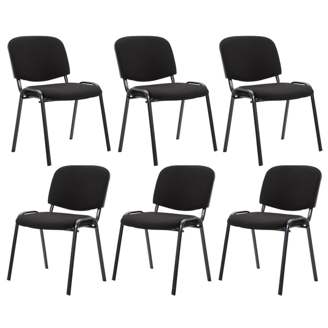 Im 6er-Set: Konferenzstuhl MOBY STOFF, bequem und praktisch, schwarzes Gestell, Farbe Schwarz