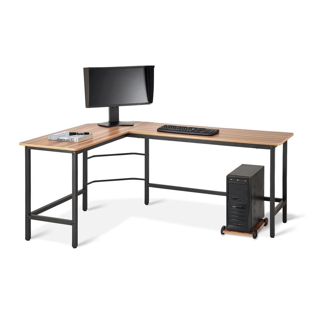 Eckschreibtisch SOFIA, 168x125x75cm, Metallstruktur mit Holz, Farbe Eiche