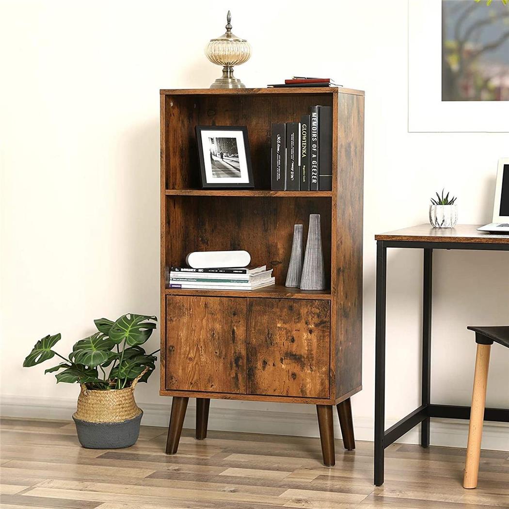 Regalschrank MADEIRA, 60x30x120 cm, Retro-Stil, aus Holz, Farbe Braun