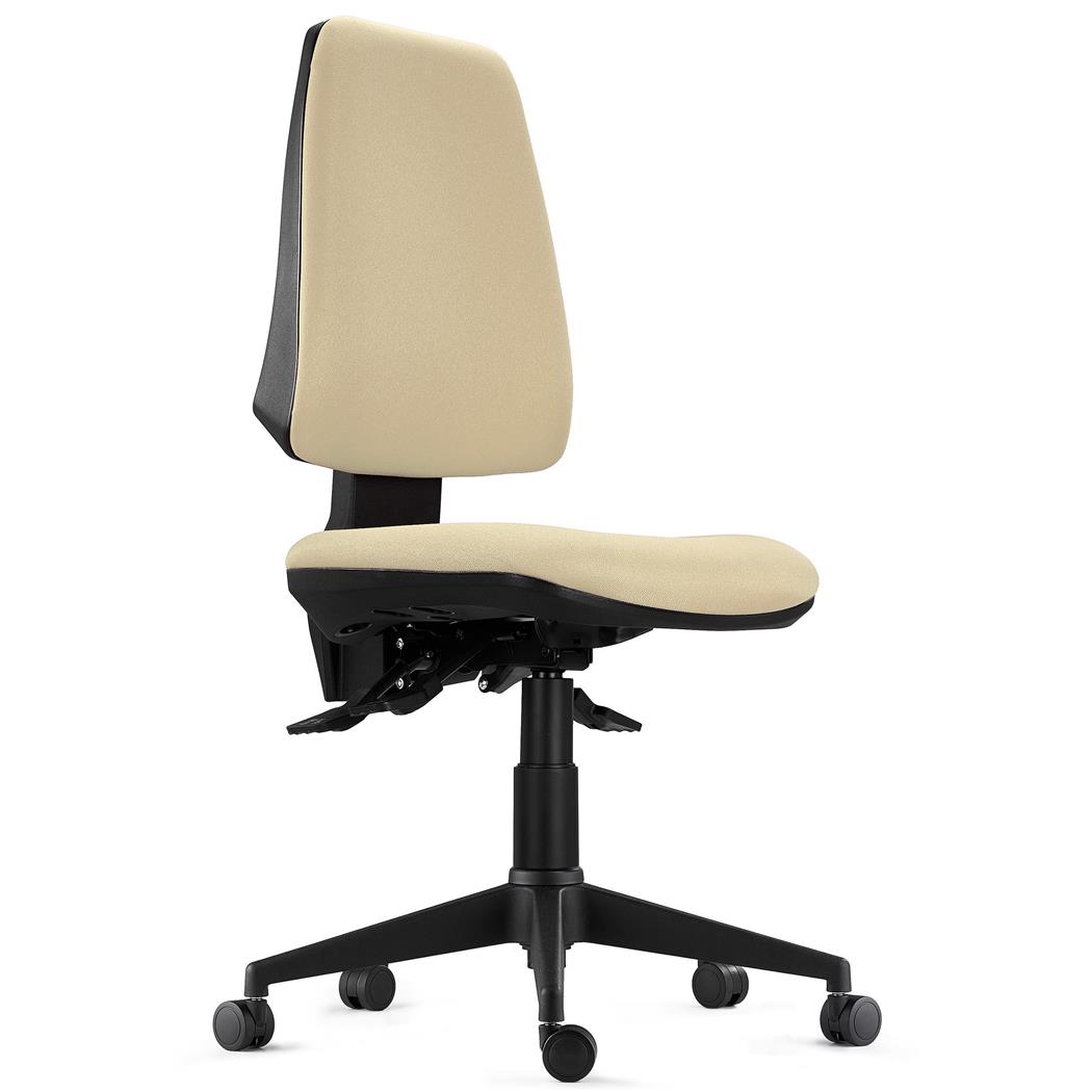 Ergonomischer Bürostuhl INDIANA BASE, Stoffbezug, ohne Armlehnen, Synchronmechanik, 8h Nutzung, Farbe Beige