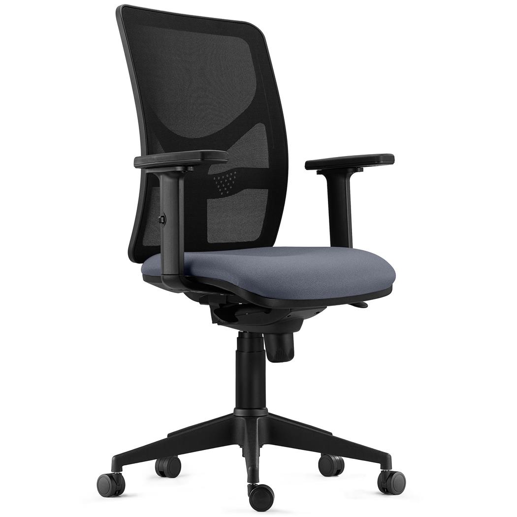 Bürostuhl MILO PRO, 2D-Armlehnen, Lordosenstütze, Stoffbezug, Farbe Grau