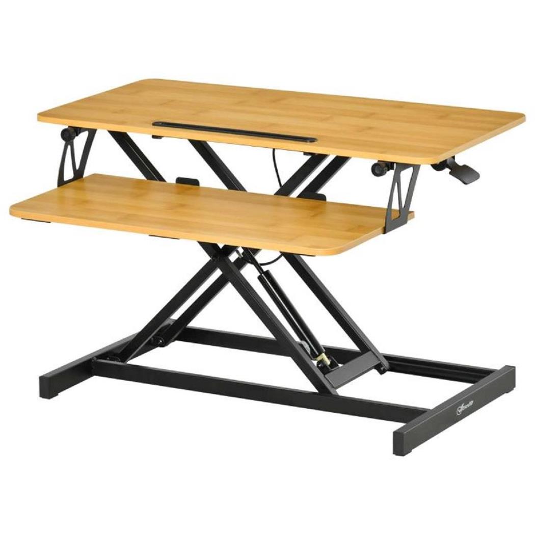 Monitorständer LEVIT, höhenverstellbar, 80x40x13,5-51 cm, aus Metall und Holz
