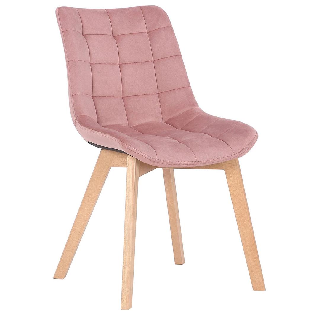 Besucherstuhl LODRI, bequem gepolstert, Stuhlbeine aus Holz, stilvoller Samtbezug, Farbe Rosa