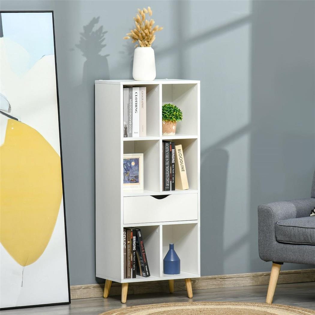 Büroregal DELHI, Abmessungen 50x29x120 cm, modernes nordisches Design, Farbe Weiß