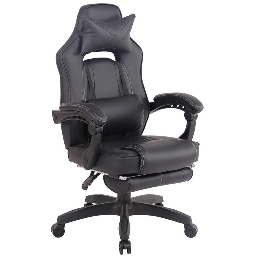 Gamingstuhl MARQUEZ, ergonomisch mit Fußstütze, Leder, Farbe Schwarz