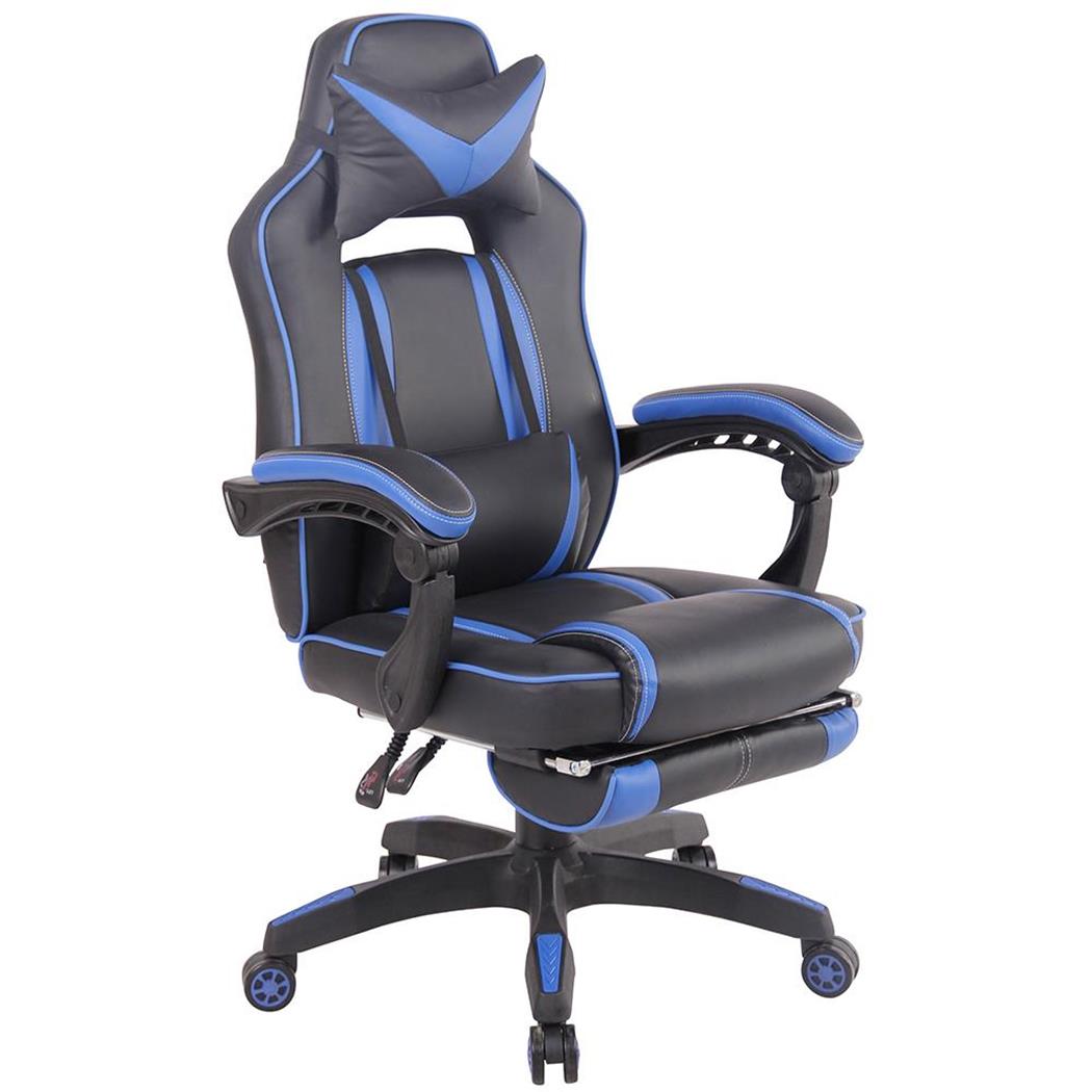 Gamingstuhl MARQUEZ, ergonomisch mit Fußstütze, Leder, Farbe Schwarz und Blau