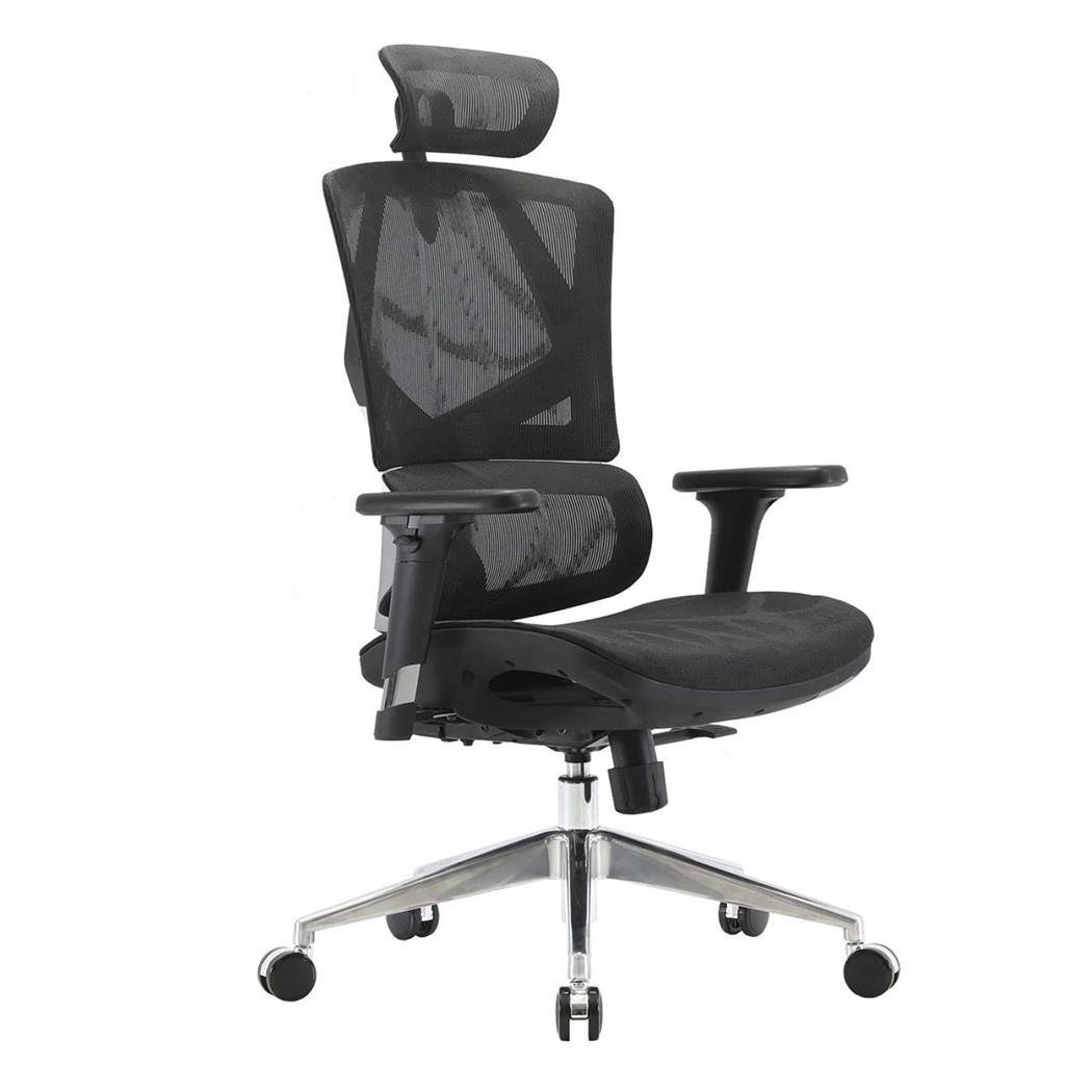 Ergonomischer Bürostuhl PHOENIX PRO, XXL, vielseitig einstellbar, Sitz und Rückenlehne aus Netzstoff, Farbe Schwarz