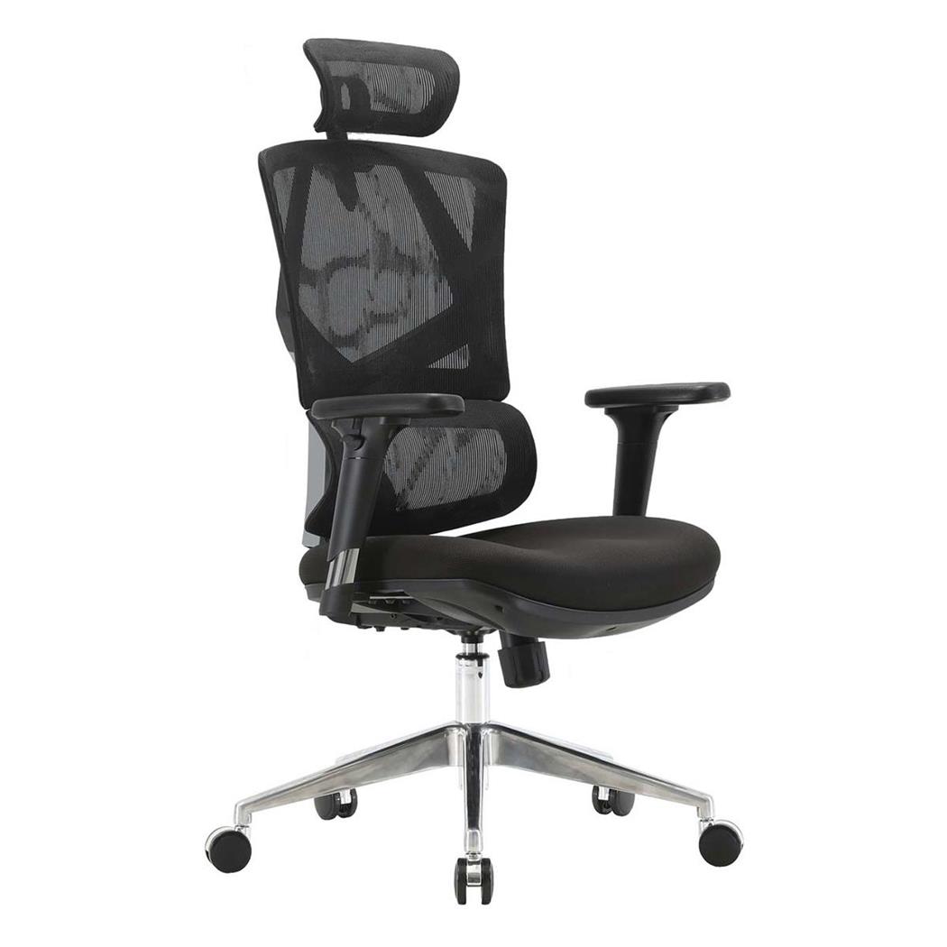Ergonomischer Bürostuhl PHOENIX, XXL, vielseitig einstellbar, gepolsterter Sitz, Rückenlehne mit Netzstoff, Farbe Schwarz