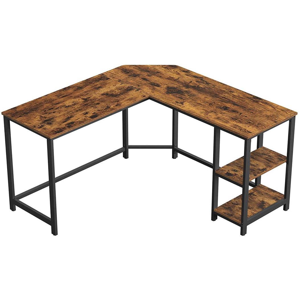 Bürotisch LADY, 138x138x75 cm, L-Form, mit Ablageflächen, Braun, mit Ablageflächen, Farbe: Braun