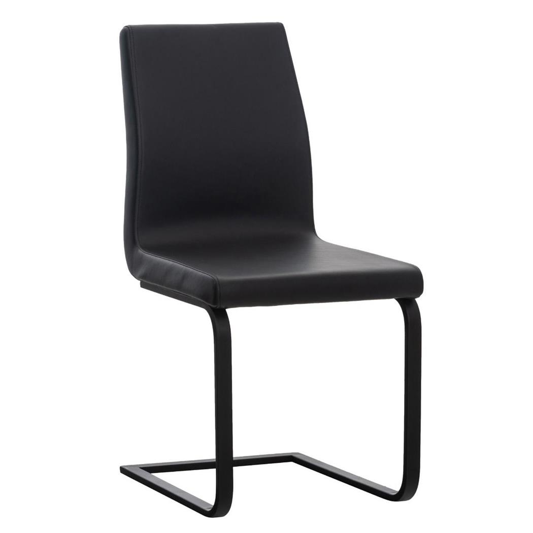 Besucherstuhl ELARA mit Lederbezug im zeitlosen Design, Farbe Schwarz