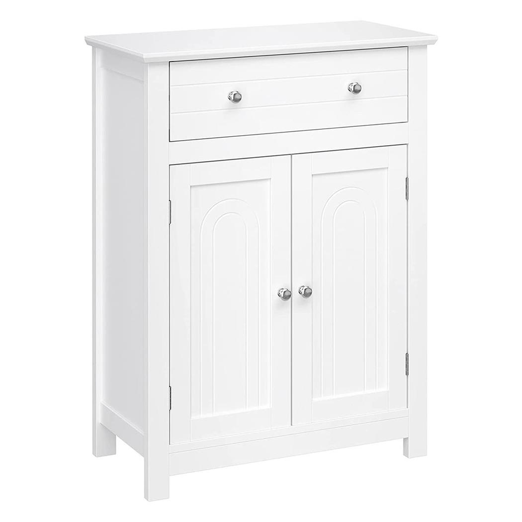 Büroschrank CARACAS, Kommode mit Türen und Schublade, Abmessungen 60x30x80cm, Holz, Farbe Weiß