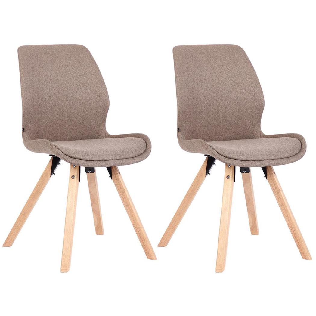 2er Set Besucherstuhl KALI STOFF, Stuhlbeine aus Buchenholz, bequem gepolsterte Sitzschale, Stoffbezug, Farbe Taupe