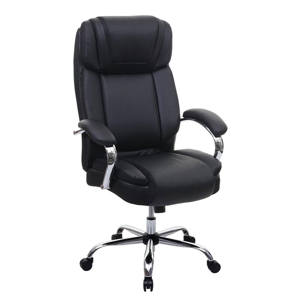 Chefsessel GLEN, elegantes Design, dick gepolstert, belastbar bis 220kg, Kunstleder, Farbe Schwarz