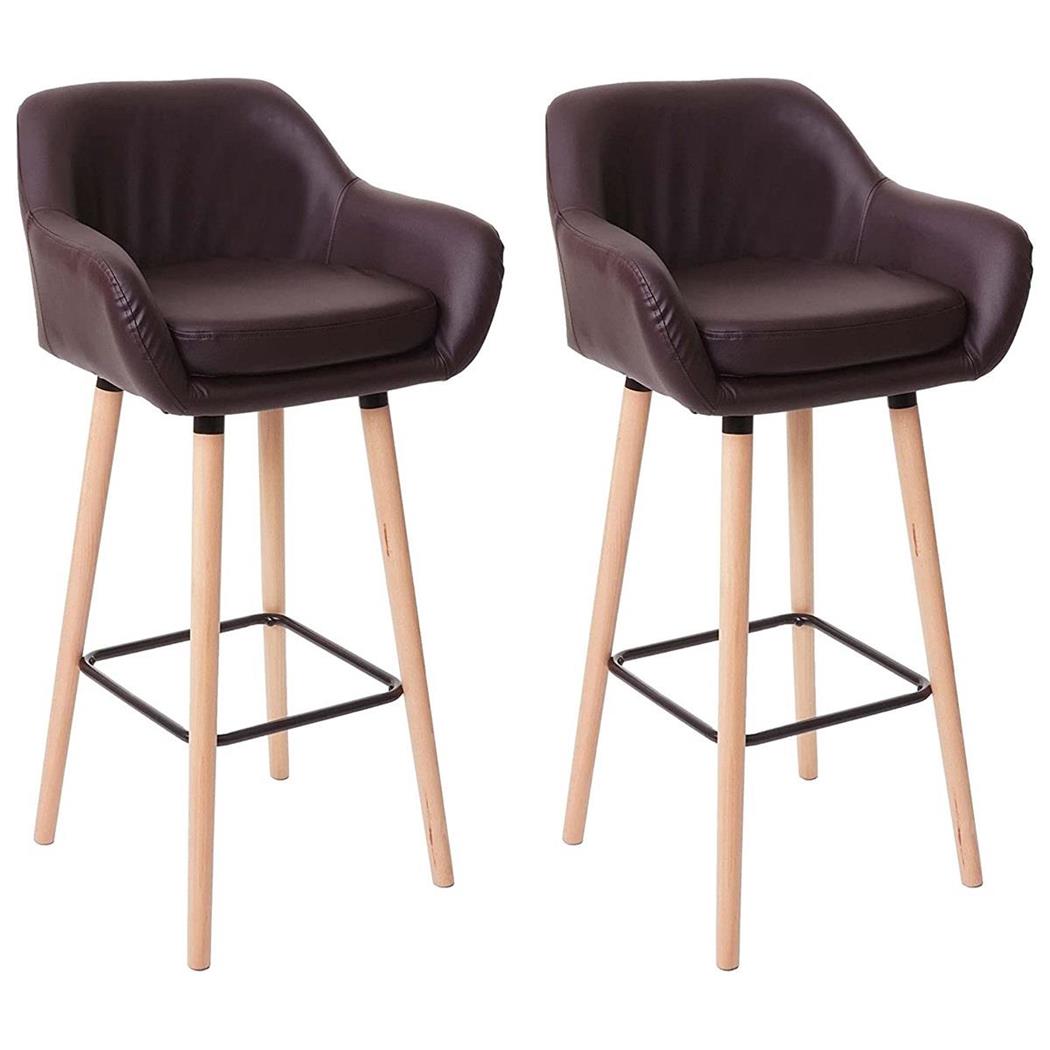 2er Set Hocker VEGAS LEDER, anspruchsvolles modernes Design, bequem gepolstert, Kunstlederbezug, Farbe Braun