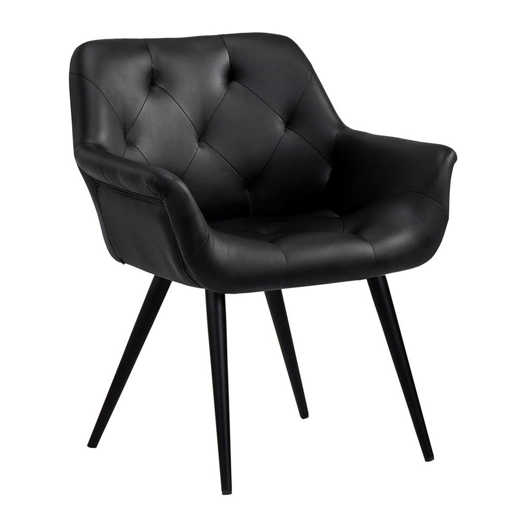 Besucherstuhl LIDIA LEDER, bequem gepolstert, Kunstlederbezug mit Steppnaht, Farbe Schwarz