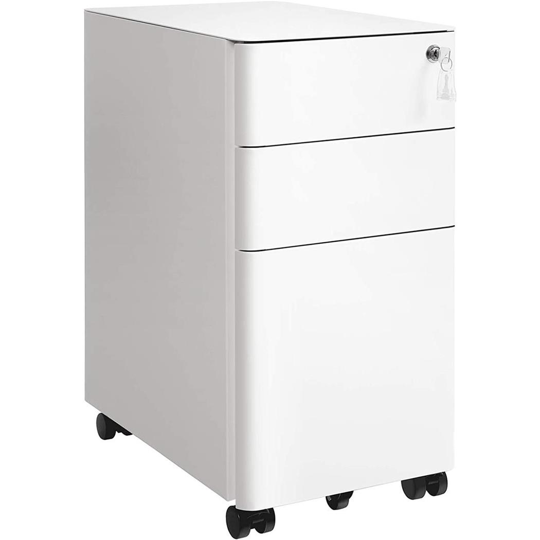 Rollcontainer SENDY, abschließbar, 3 Schubladen, Farbe Weiß