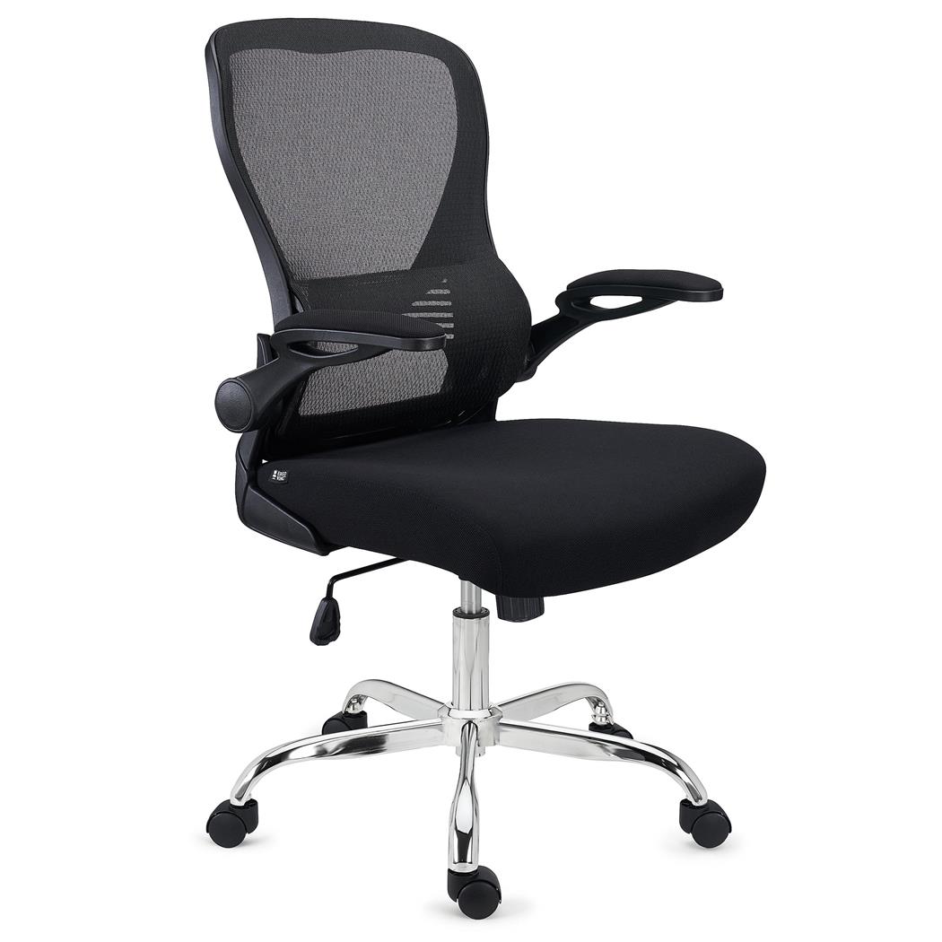DEMO# Ergonomischer Bürostuhl CORFU, klappbare Armlehnen, ergonomisches Design, Farbe Schwarz