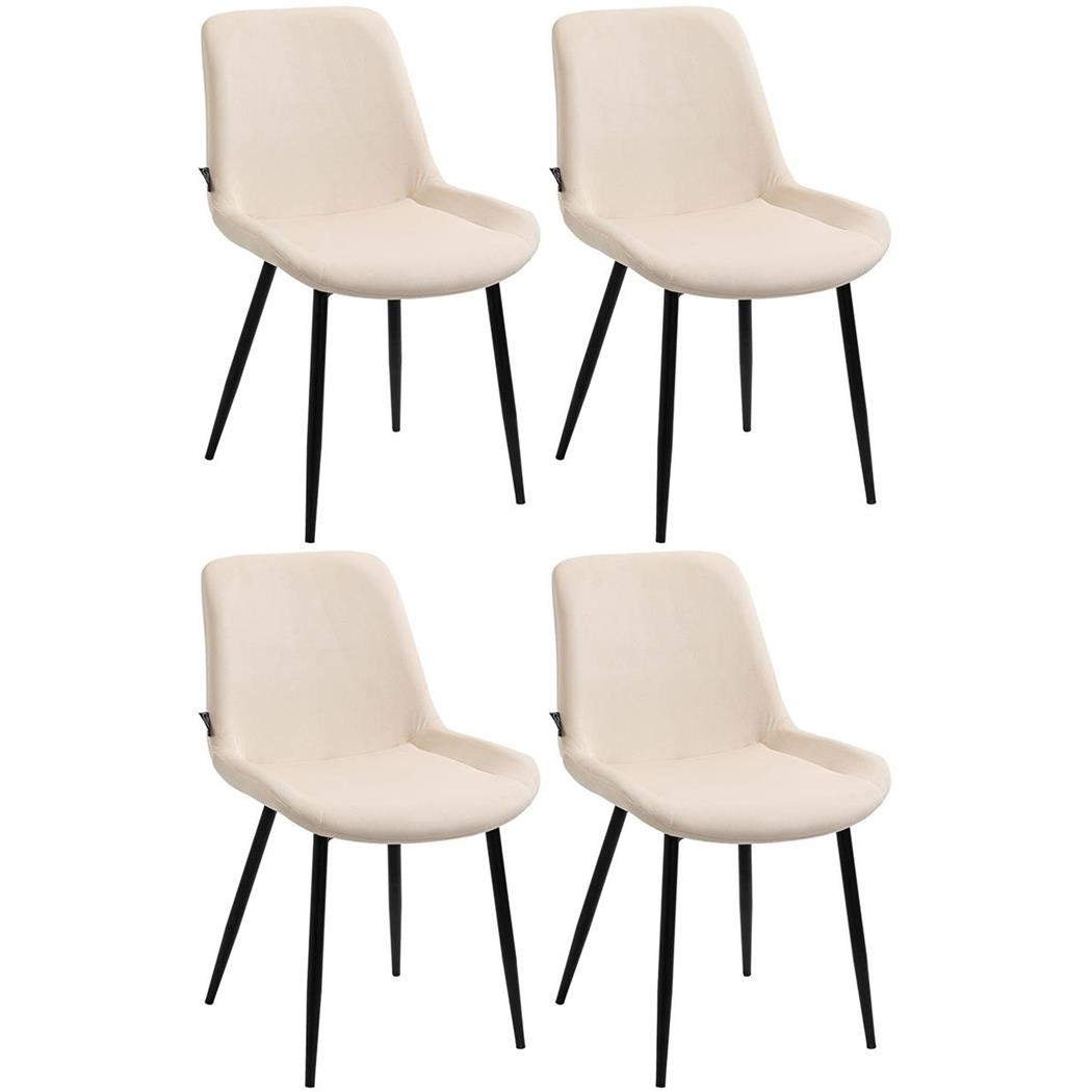 Im 4er Set: Besucherstuhl VICKY, schwarzes Fußgestell aus Metall, Samtbezug, Farbe Creme